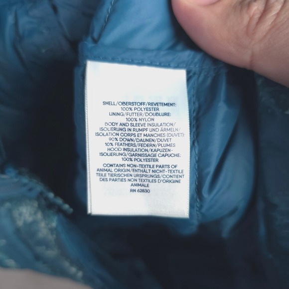 Lands End Womens Teal Floral Down Puffer Hooded Jacket XS - Picture 7 of 8